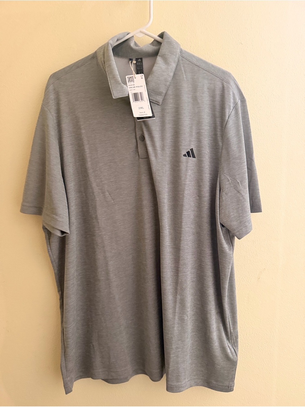 adidas Men's Light Gray Polo Shirt with Subtle Logo